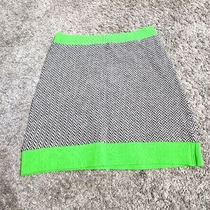 ZARA Knit Jacquard High Waisted Neon Green Mini Skirt Festival Party Academia